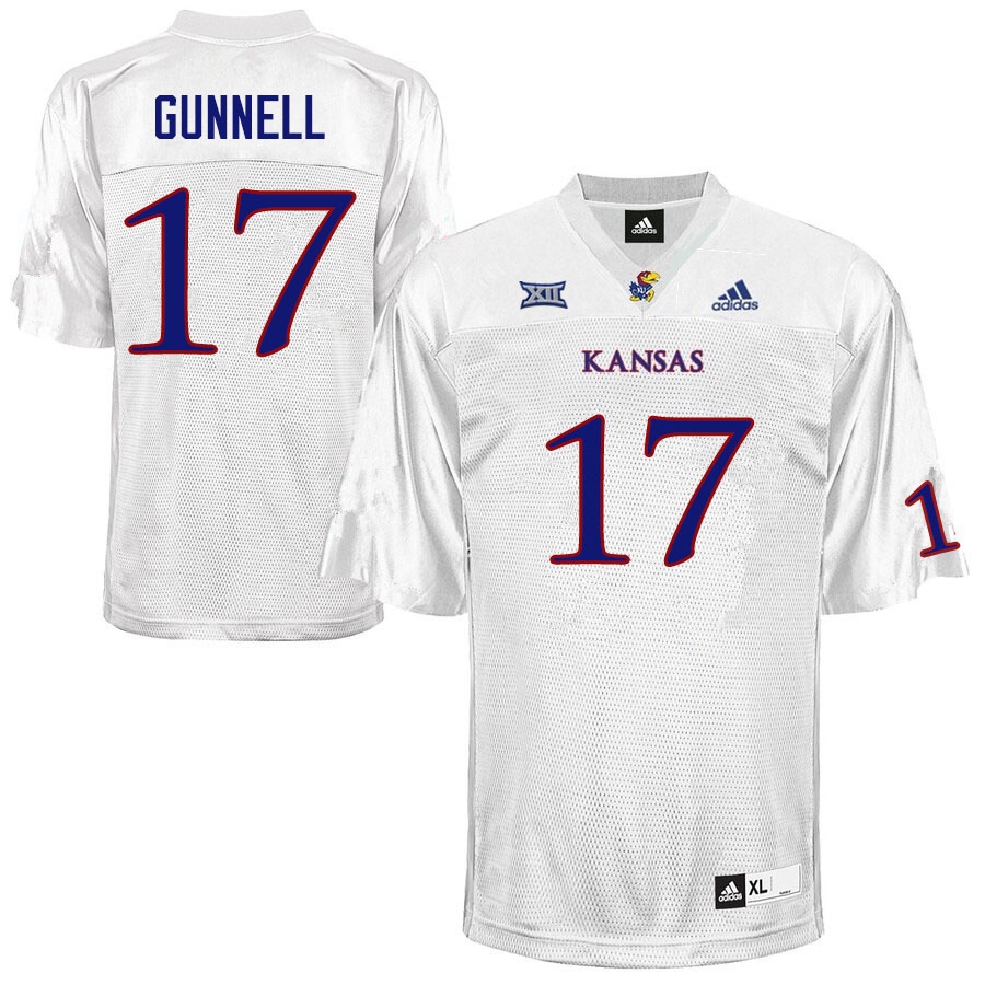 Men #17 Grant Gunnell Kansas Jayhawks College Football Jerseys Sale-White - Click Image to Close
